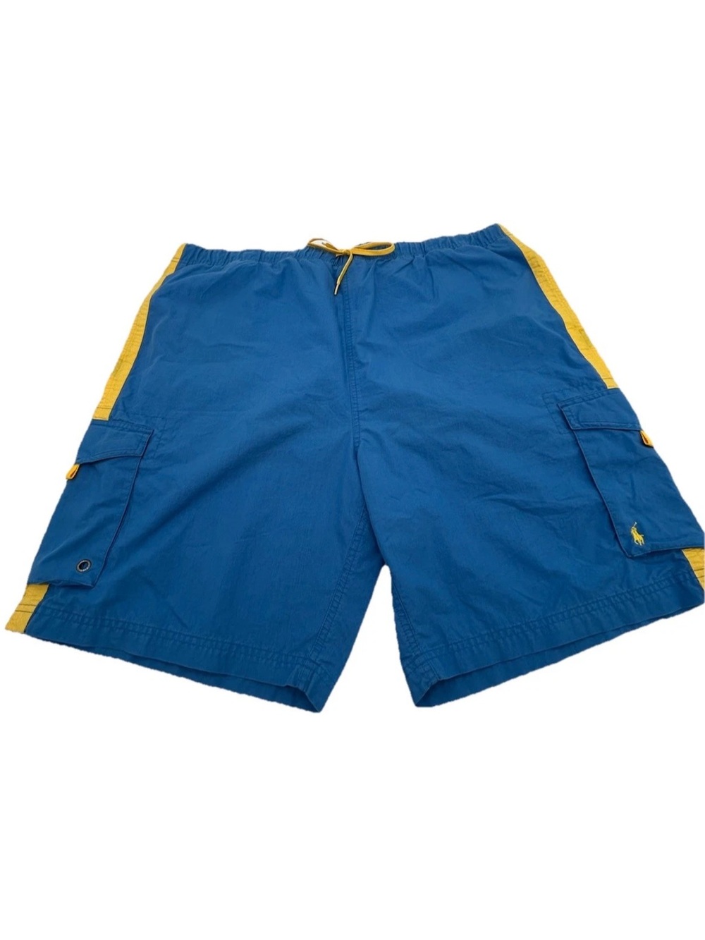 Ralph Lauren Royal Blue Cargo Swim Shorts with Yellow Trim